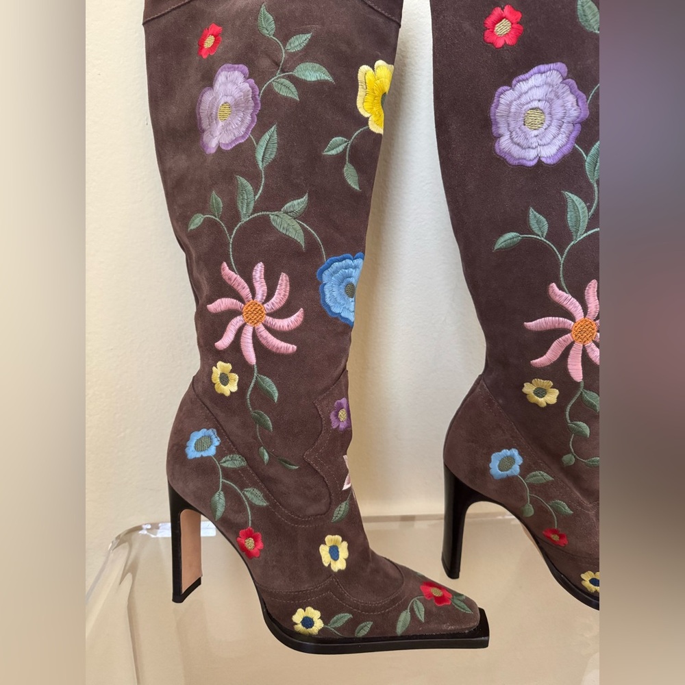 Total x Guizio Eternal Meadows Boots Floral Suede Brown 38 - Picture 8 of 15